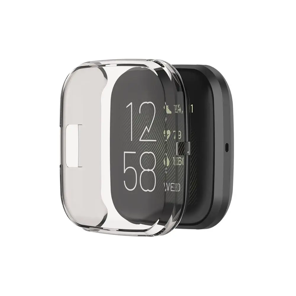 Gray ТПУ прозрачный силикон чехол для Fitbit Versa 2 Смарт-часы защитный чехол Versa2 полноэкранный Корпус Чехлы Сменные аксессуары ремешок - Цвет: Gray