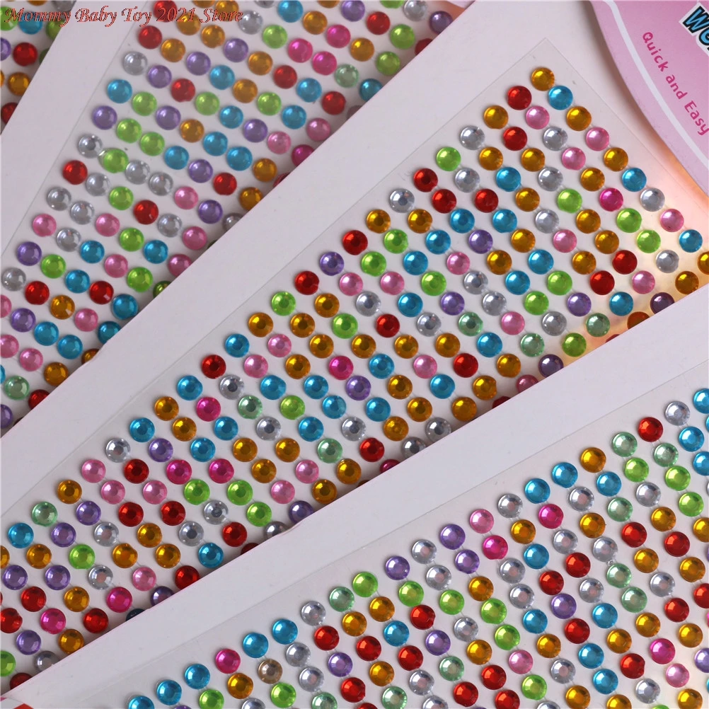 

468pcs/1Set 4mm Self-adhesive Rhinestones Sticker Crystal Diamond Scrapbooking Stickers Mobile Diy Full Color Children Toys