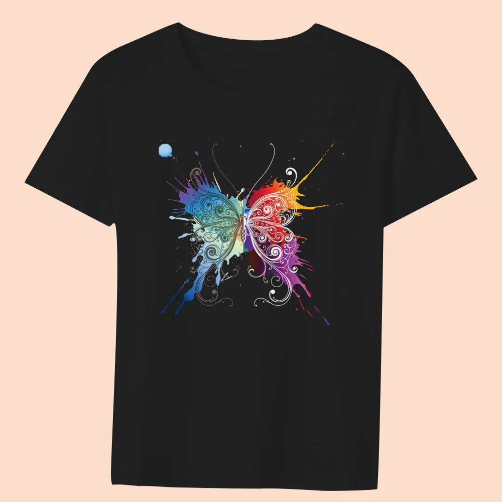 Женские футболки с цветочным принтом бабочки мультфильма уличная одежда круглым