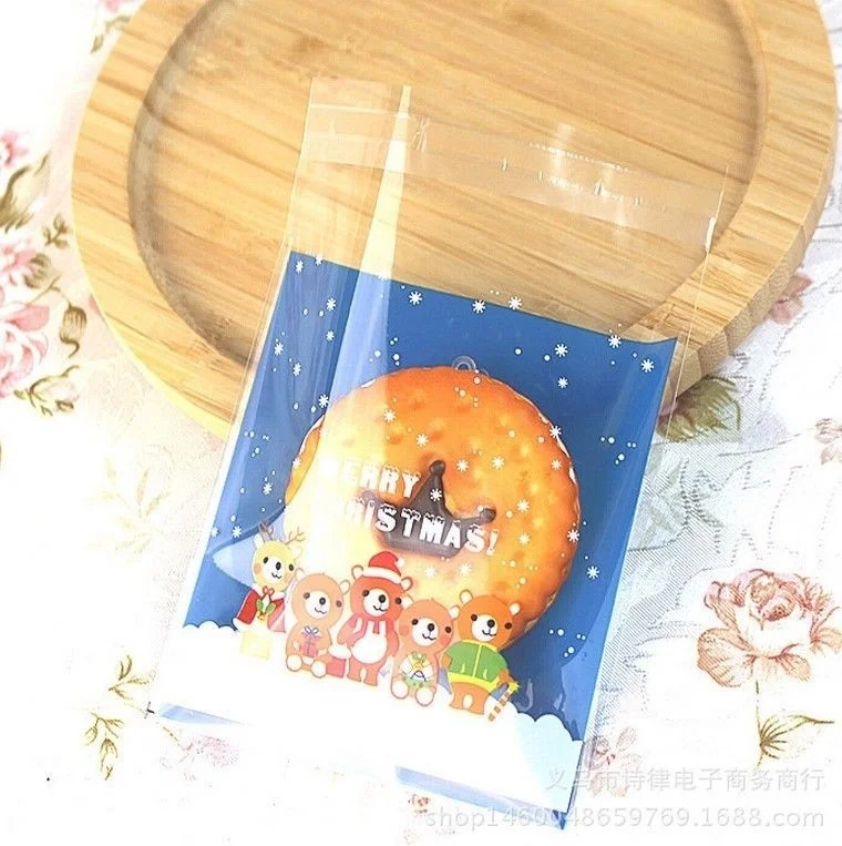 100 шт подарок печенье помадка Конфеты самоклеющиеся Рождество целлофан мешок 10x10