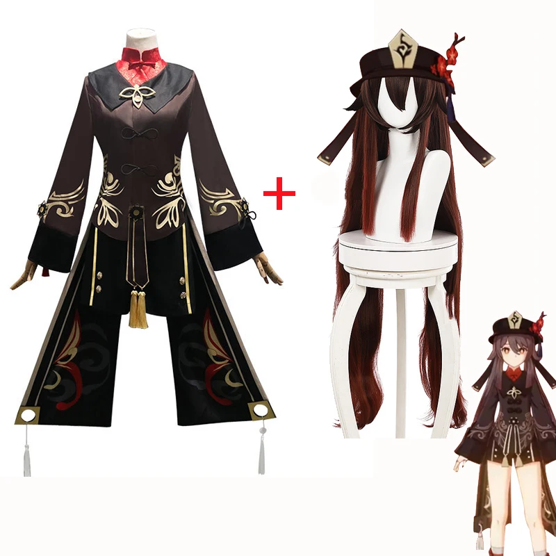 

Genshin Impact Hutao Cosplay Costume Women/girls Loli Uniform Wig Set Anime Game Eye of God Halloween Party Costumes Accessories