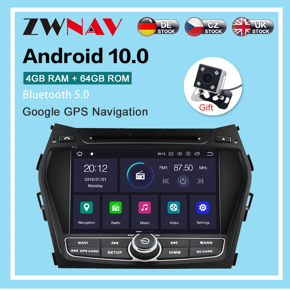 

Android10.0 4G+64GB Car GPS DVD Player Multimedia Radio For Hyundai IX45 Santa fe 2014-2018 car GPS Navigation vedio player dsp