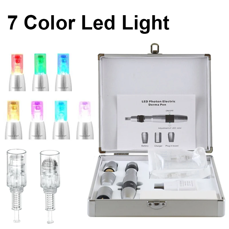 Корейская светодиодсветодиодный ручка с микроиглами 7 цветов роликовая для