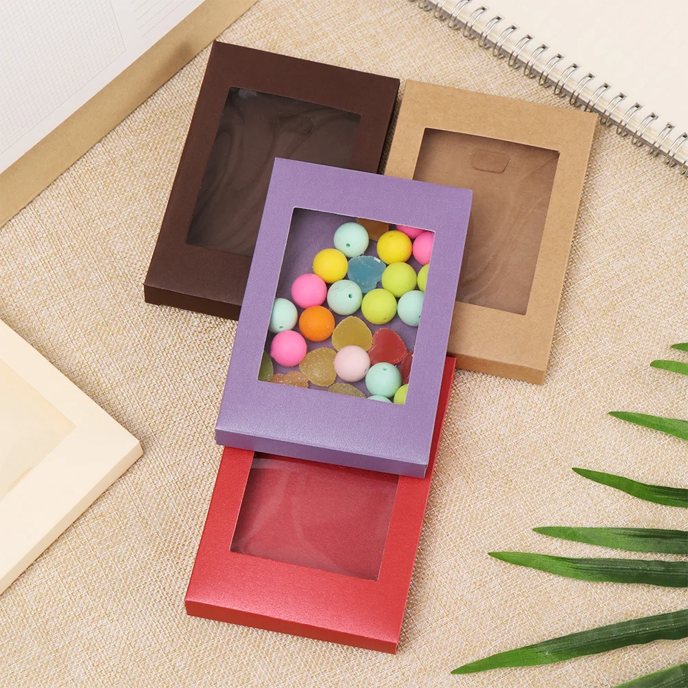 10Pcs Kraft Paper Gift Box Cake Package with Clear PVC Window Candy Wrapping Bag Wedding Birthday Party Favors | Дом и сад