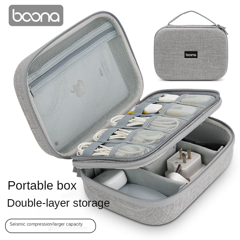 Цена Размер S/L, двухслойный дорожный жесткий чехол Eva для цифрового кабеля, внешний органайзер, сумка для хранения адаптера питания ноутбука