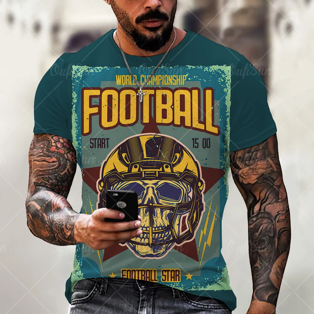 

2021 New Men 3D Printing T-shirt Color Letter Printing Summer T-shirt Men's Casual Round Neck Fashion Oversized Top