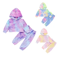 lioraitiin 1 6years baby autumn clothing toddler baby girl long sleeve tie dye printed hooded top pants 2pcs fashion clothes set