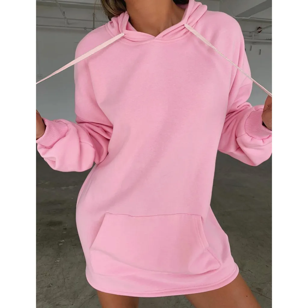 Длинные женские толстовки на осень и зиму толстый свитшот Толстовка Оверсайз