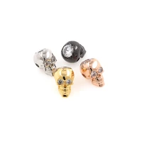 cz gold skeleton spacer beads copper zircon skull head for jewerly making 12 5x8 7x9 6mm
