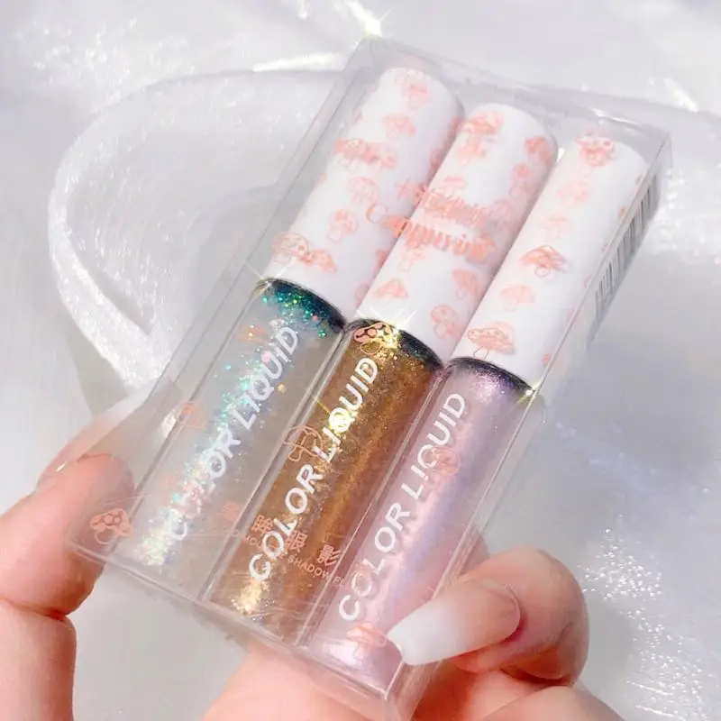 Жидкие тени для век с кристаллами 3 или 4 шт./компл. монохромные блестки жемчужные