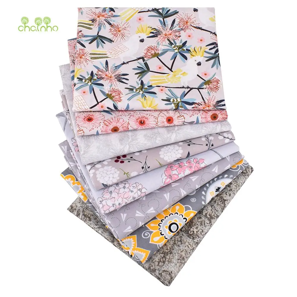 8 шт./лот простая хлопковая ткань Лоскутная Ткань серая серия ручной работы