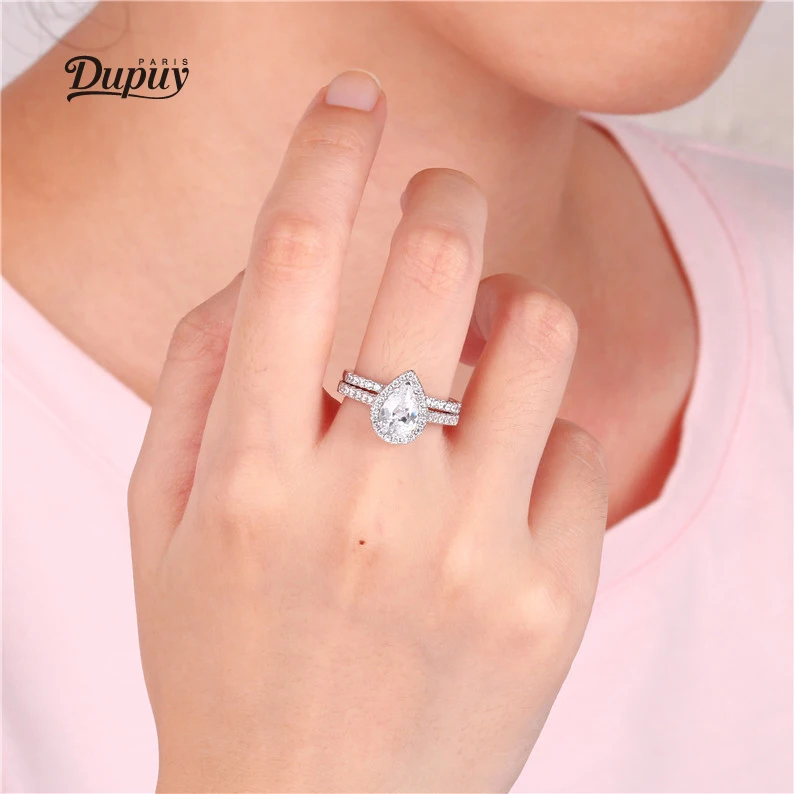 DUPUY кольцо из стерлингового серебра с блестящим кубическим цирконием 6*9 мм