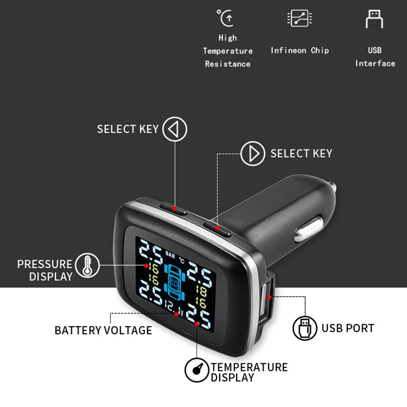 2019 система контроля давления в автомобильных шинах TPMS цифровой дисплей реальном