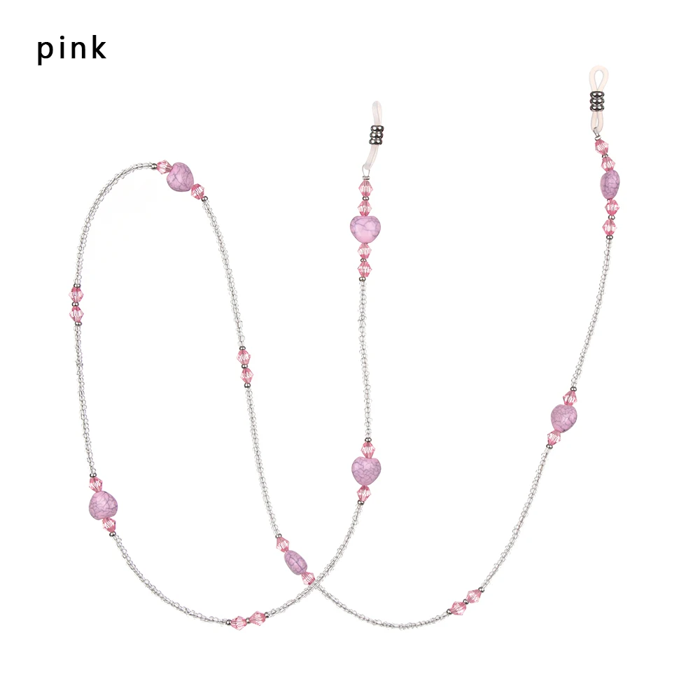pink 1 шт. новые модные, в форме сердца, очки для чтения из бисера, солнцезащитные очки с цепочкой очки с эластичной лентой Спортивные очки веревка шейный ремень - Цвет: pink