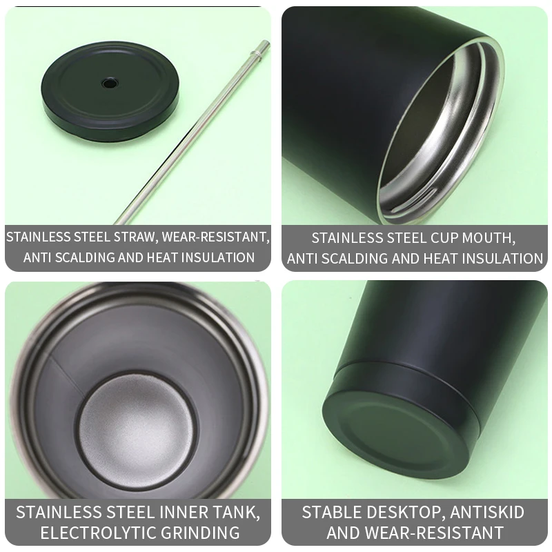 Кофейная кружка из нержавеющей стали 500 мл изолированная с крышкой кружки для