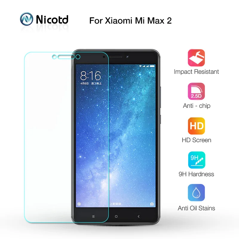 Никотд 9h Защитная пленка для экрана HD Xiaomi Mi MAX2 Закаленное стекло MAX 2 защитная