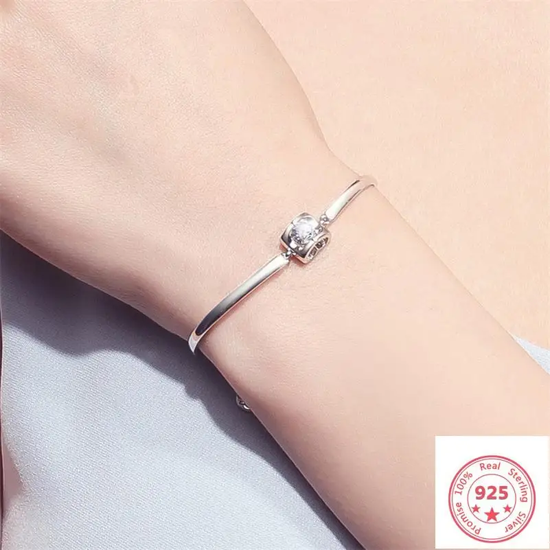 

Silver Color 925 Ring Bracelet Female Korean Pulseira Feminina Bizuteria Diamond for I like Mom & Friend Gemstone Bracelets