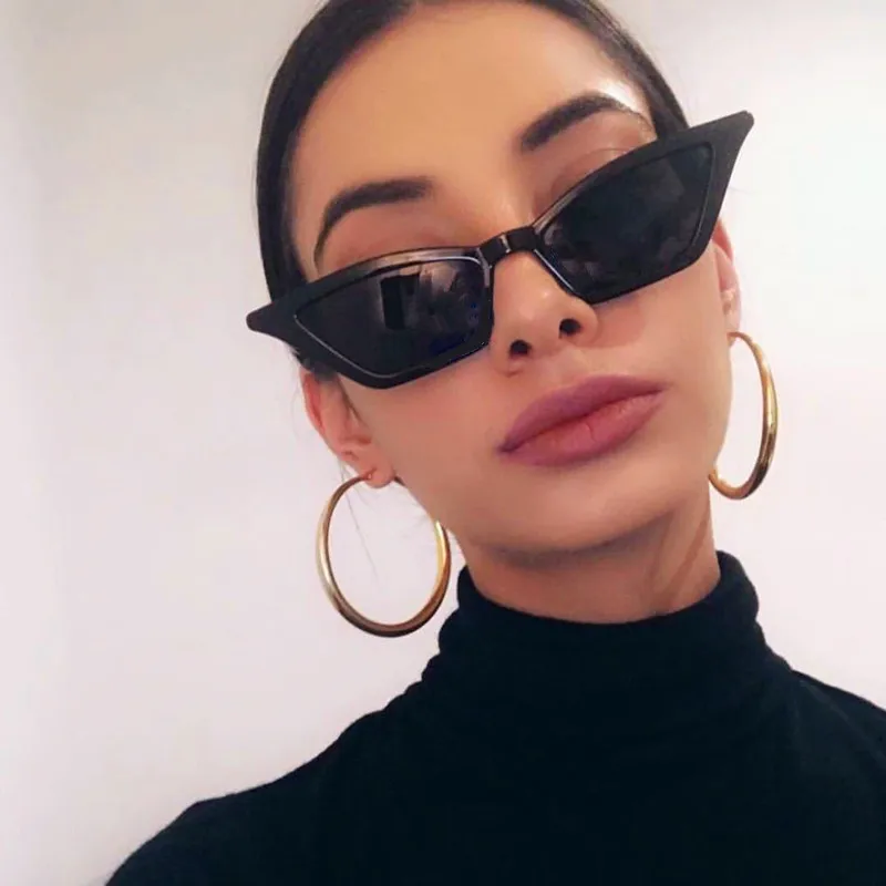 

Fashion Sexy Lady Cat Eye Sunglasses Transparent Frame Colorful Personality Glasses Retro Small Triangle Cat Eye Glasses Female