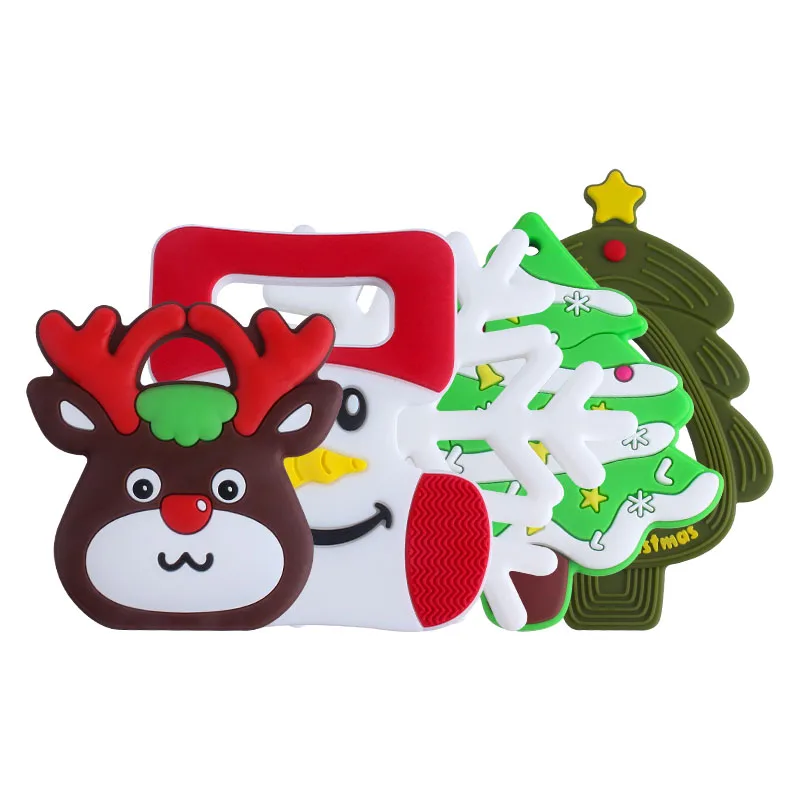 

XCQGH 1Pcs Christmas Silicone Nursing Baby Teether Snowflake Deer Baby Toddler Chew Toy Teething