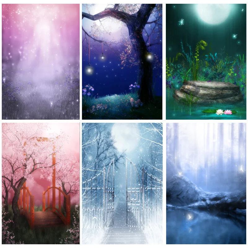 

Photorealistic Fabric Dream Forest Castle Fairy Tale Children Photography Backdrops Prop Photo Background 2158 TTW-06