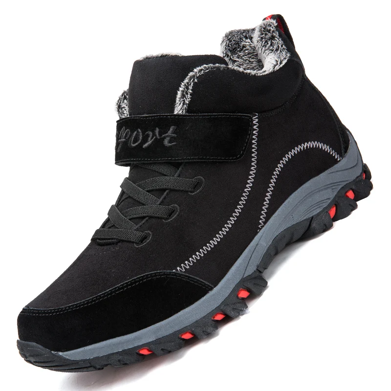 

Winter Men Boots Plush Warm Snow Women Boots Men Work Hiking Shoes Sneakers High Top Rubber Ankle Boots Plus Size 46