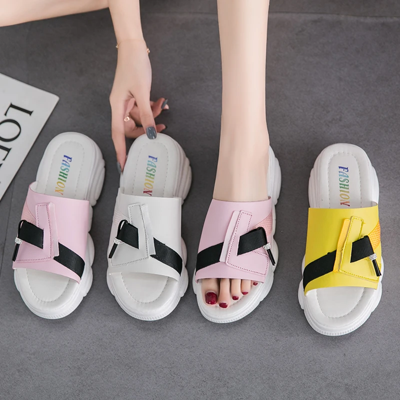 

CRLAYDK Platform Girls Slippers Cute Breathable Open Toe High Heel Women Summer Outdoor Sandals Lady House Slides Chausson Femme