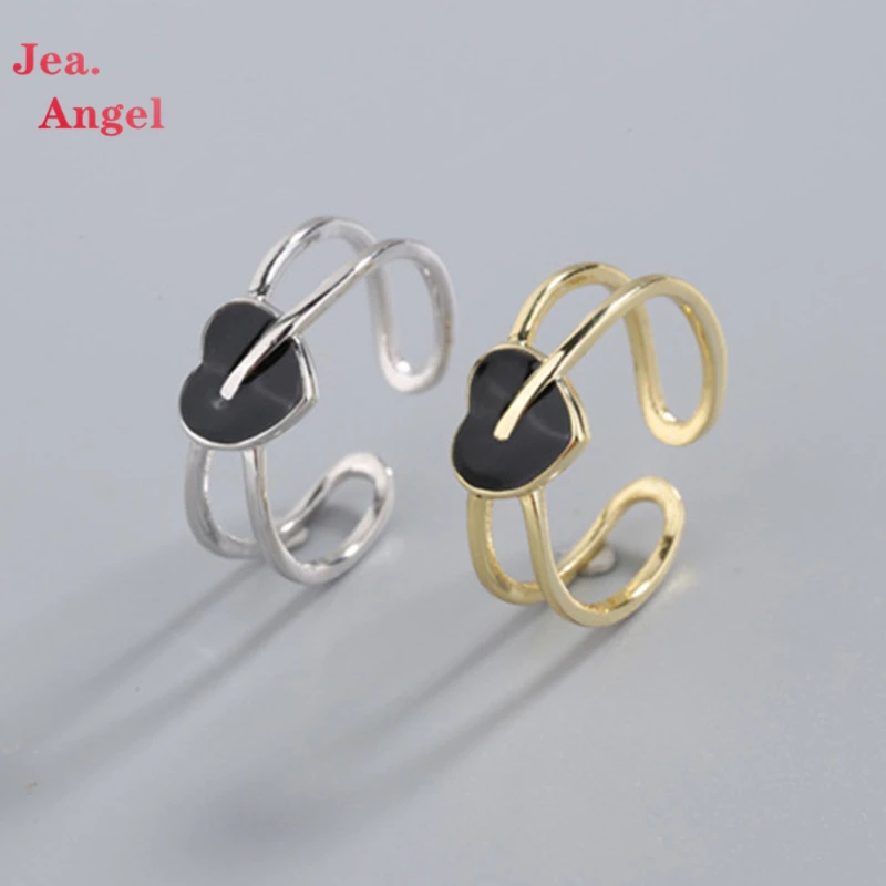 

Jea.Angel 925 серебро INS минималистский вырезанный черный каплевидный глазурь Персиковое Сердце женское кольцо для женщин Свадебная вечеринка Ю...