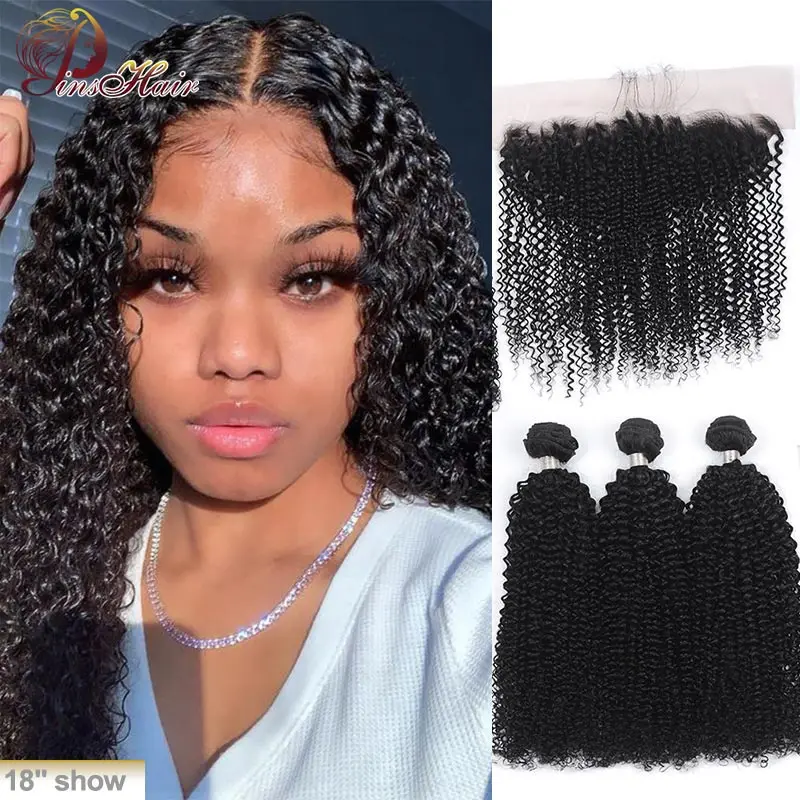 Кудрявые кудрявые 3 пряди с закрытием перуанские человеческие волосы 13*4