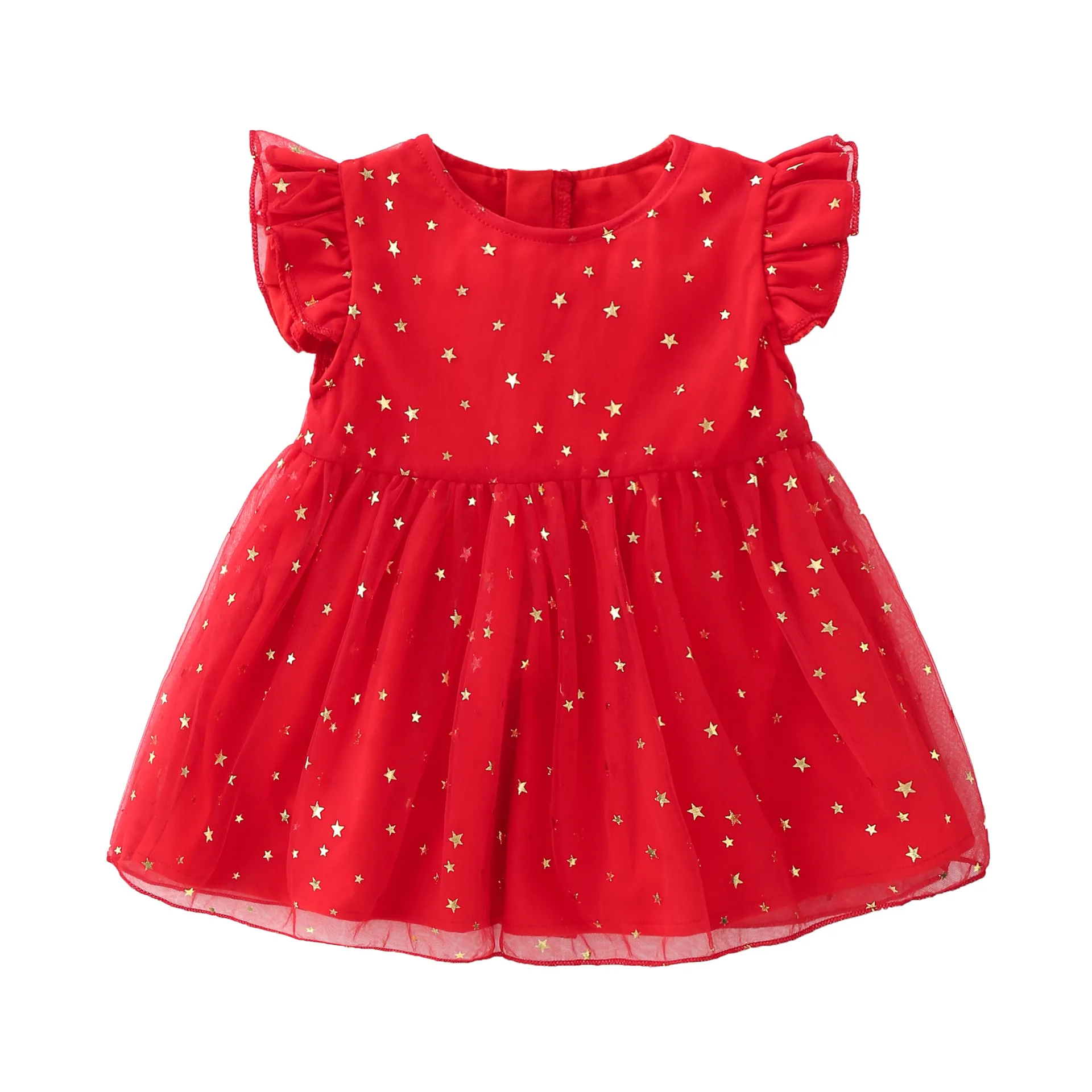 

New 2021 summer children's clothing baby girl one-year-old dress skirt festive red star skirt and beige cardigan