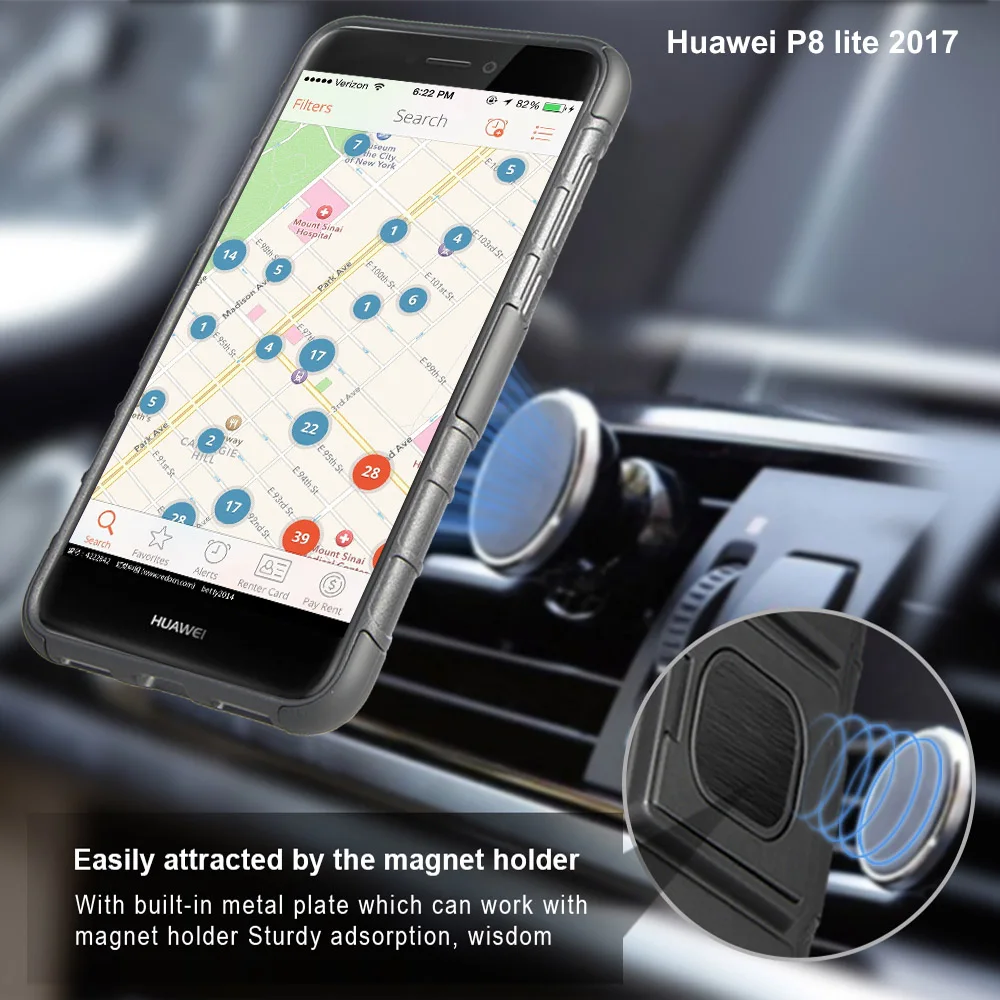 

3 in 1 cell phone Robot Combo protective PC + TPU cover Belt Clip holster Ring kickstand case for Huawei P8 lite