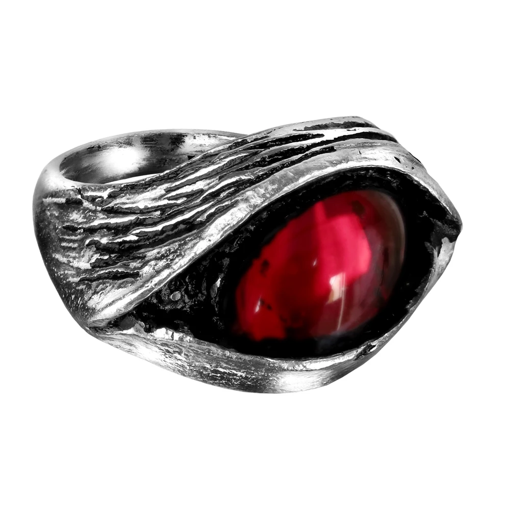 Мужские кольца с красным глазом дьявола вечерние готические серебряное кольцо