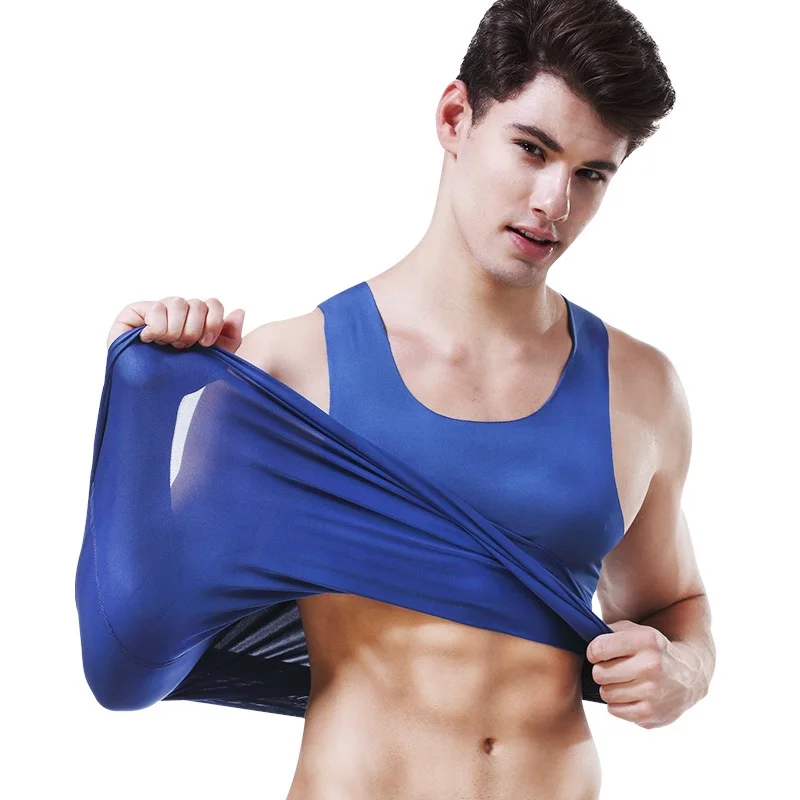 Seamless vest Man male home underwear summer outdoor tight-fitting sports stretch sleeveless extentional youth Slim indoor wear | Мужская