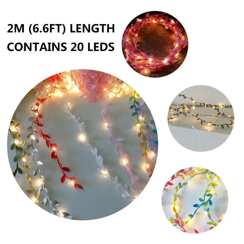 Сказочный Свадебный листвы светодиодный медный провод гирлянды для рождества