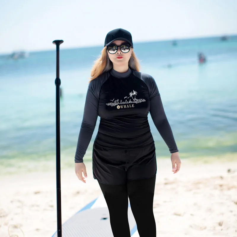 Размера плюс Женский комплект из 5 предметов с длинным рукавом защита от