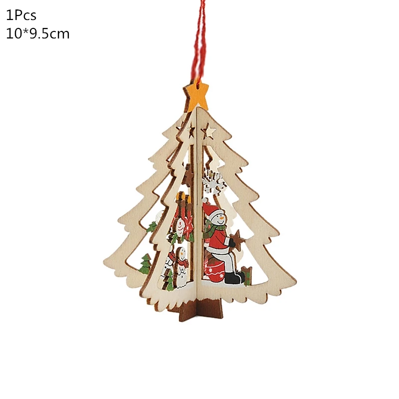 1pcs christmas tree Деревянная Рождественская елка, украшения, деревянная подвеска, автомобиль/Лось/звезда, поделки своими руками, Noel, рождественские украшения для дома, рождественский подарок для детей - Цвет: 1pcs christmas tree