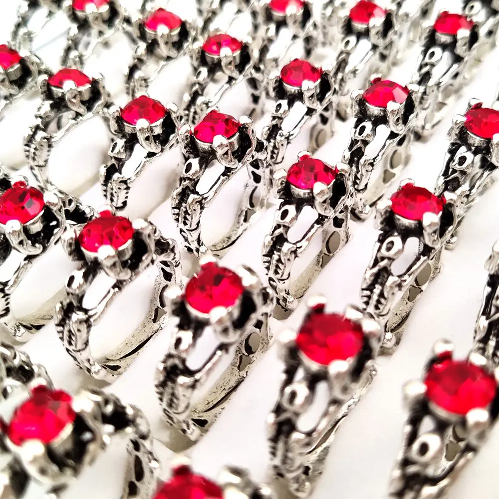 Винтажное серебряное кольцо с красным цирконом 30 шт./лот | Украшения и аксессуары