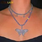 2021 Сверкающее розовое ожерелье с фианитами для женщин и девушек, Ювелирное Украшение 5 мм AAAAA Cz цепь для тенниса в стиле хип-хоп, Крутое розовое ожерелье с бабочкой из фианита