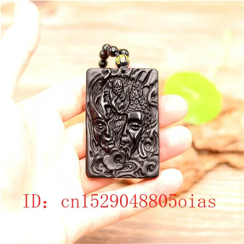 Натуральный черный обсидиан дьявол воин Кулон Бусы Ожерелье модное очарование