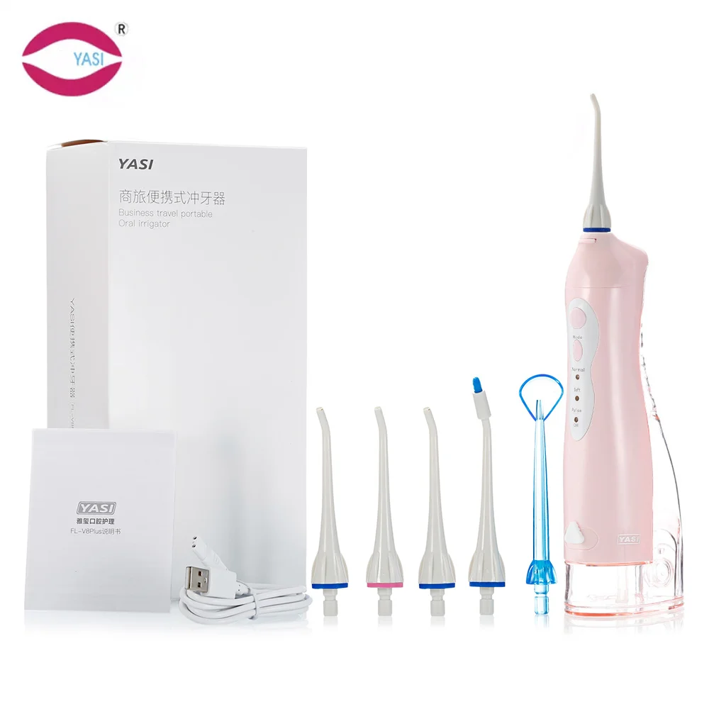 Flamingo Pink YASI fl-v8plus портативный ирригатор для полости рта 300 мл резервуар для воды USB Перезаряжаемый очиститель зубов Flosser ирригатор для полости рта струя воды - Цвет: Flamingo Pink