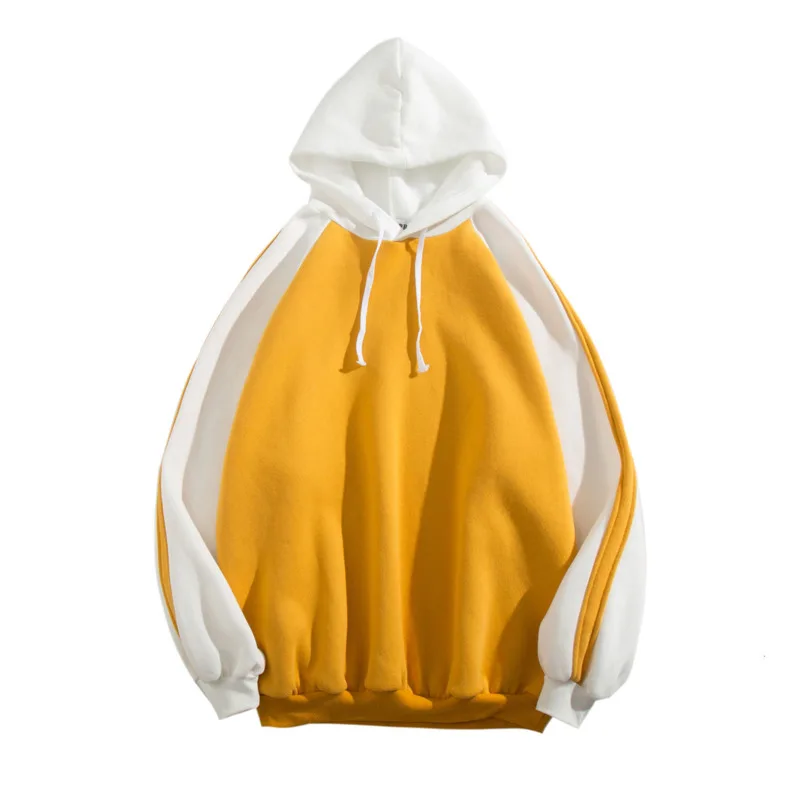 

2020 new autumn matching hooded Hot hoodies trend loose Korean solid color men's casual sports yellow top 5xl Sale Free shipping
