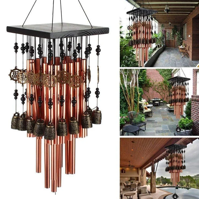 

Outdoor Indoor Metal Tube Wind Chime with Copper Bell Large Windchimes For Patio Garden Terrace Decoration 80cm