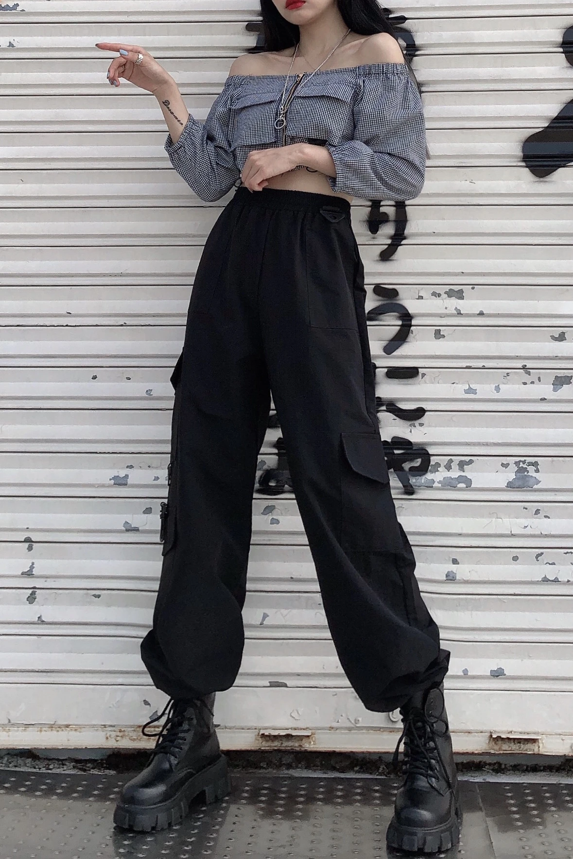 

2020 Summer Autumn Thin Wild Pants New Black Ankle Banded Pants Streetwear Casual Cargo Pants For Women