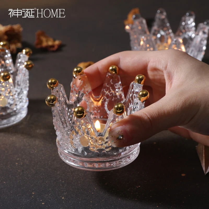 Скандинавский стеклянный стол золотые геометрические подсвечники подсвечник