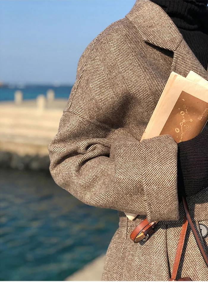 Шерстяное пальто для женщин; коллекция года; сезон осень-зима; Японское шерстяное пальто средней длины для студентов; популярное шерстяное пальто для маленьких мужчин; зимние пальто