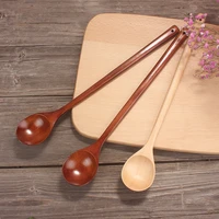 2pc wooden stirring spoons for coffee eating mixing dessert tea demitasse japanese style jam soup spoon kitchen utensi tableware