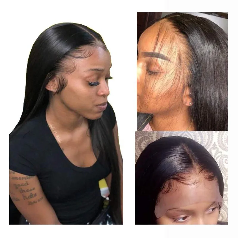 9A Натуральные Прямые волосы на сетке передние парики бразильские неповрежденные