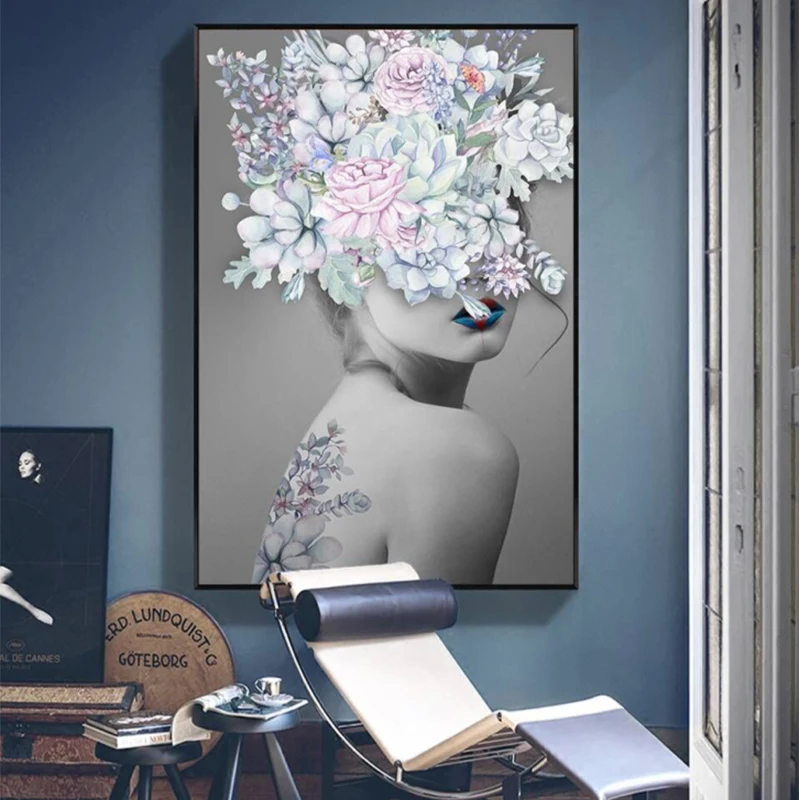 

Abstract Floral Noble Woman Canvas Painting Art Print Poster Picture Wall Living Room Bedroom Nordic Simple Home Decoration