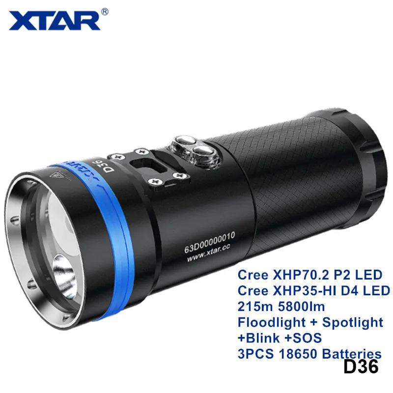 Xtar D36 5800lm Cree XHP70 Ультра мощный перезаряжаемый фонарь для дайвинга O светодиодный дисплей XHP35 светодиодный фонарь для подводного плавания с батареей 18650