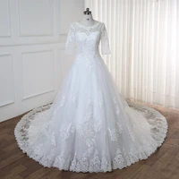 luxury lace ball gown wedding dress applique beaded chapel train bride gown vestido de noiva real image bridal gown