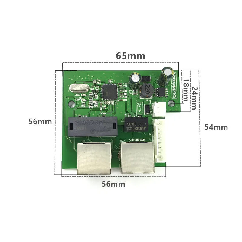 OEM factory direct mini fast 10 / 100mbps 3-port Ethernet network lan hub switch board two-layer pcb 3 rj45 5V 12V head port | Компьютеры
